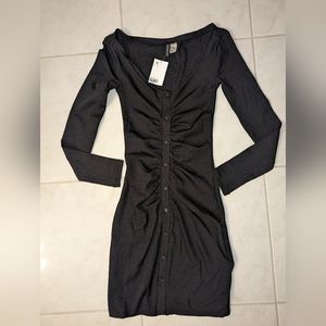 NWT black ruched long sleeve dress dress